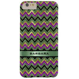 Monogramed Colorful Geometric Chevron Gold Accent Barely There iPhone 6 Plus Case
