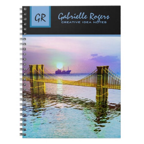 Monogramed Colorful Golden Gate Bridge Landscape 2 Notebook
