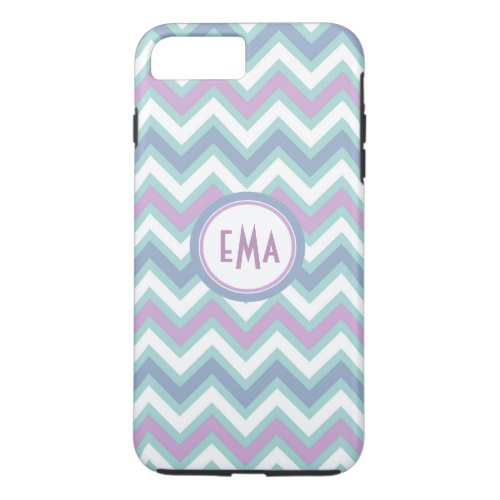 Monogramed Colorful Retro Chevron Zigzag Pattern iPhone 8 Plus7 Plus Case