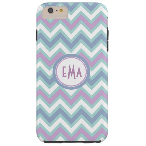 Monogramed Colorful Retro Chevron Zigzag Pattern Tough iPhone 6 Plus Case