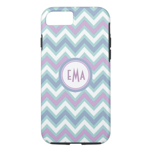 Monogramed Colorful Retro Chevron Zigzag Pattern iPhone 87 Case