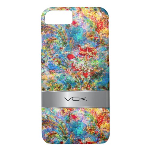 Monogramed Colorful Rustic Floral Design 2 iPhone 87 Case