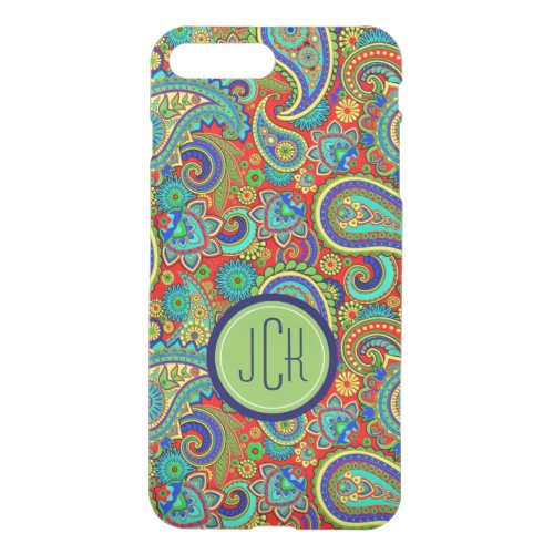 Monogramed Colorful Vintage Floral Paisley Pattern iPhone 8 Plus7 Plus Case