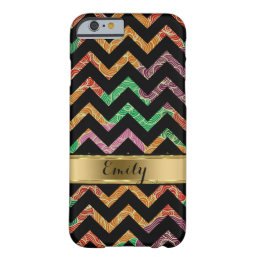 Monogramed Colorful Zigzag Chevron Pattern Barely There iPhone 6 Case