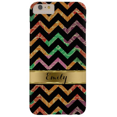 Monogramed Colorful Zigzag Chevron Pattern Barely There iPhone 6 Plus Case