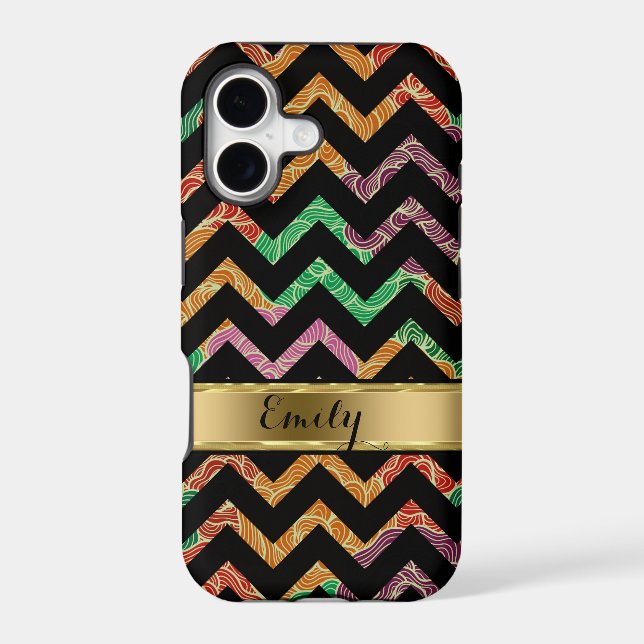 Monogramed Colorful Zigzag Chevron Pattern Iphone Case (Back)