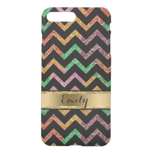 Monogramed Colorful Zigzag Chevron Pattern iPhone 8 Plus7 Plus Case