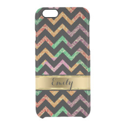 Monogramed Colorful Zigzag Chevron Pattern Clear iPhone 6/6S Case