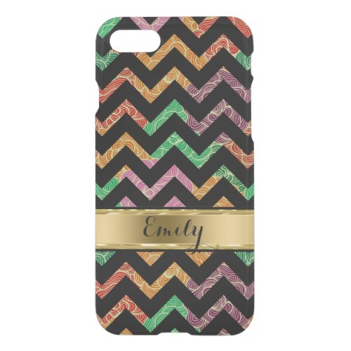 Monogramed Colorful Zigzag Chevron Pattern iPhone SE87 Case