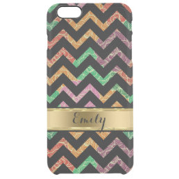 Monogramed Colorful Zigzag Chevron Pattern Clear iPhone 6 Plus Case