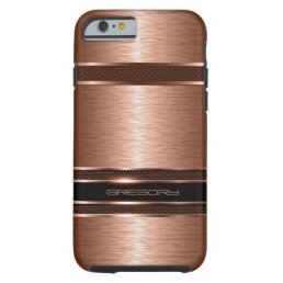 Monogramed Copper Metallic Brushed Aluminum Look Tough iPhone 6 Case