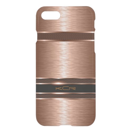 Monogramed Copper Metallic Brushed Aluminum Look iPhone SE87 Case