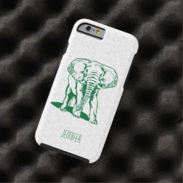 Monogramed Cute Hunter Green Elephant Line Drawing Tough iPhone 6 Case