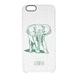 Monogramed Cute Hunter Green Elephant Line Drawing Clear iPhone 6/6S Case