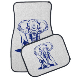 Monogramed Cute Navy Blue Elephant Line Drawing Car Mat
