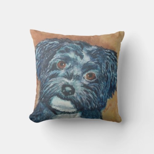 MONOGRAMED CUTIE BLACK HAVANESE THROW PILLOW