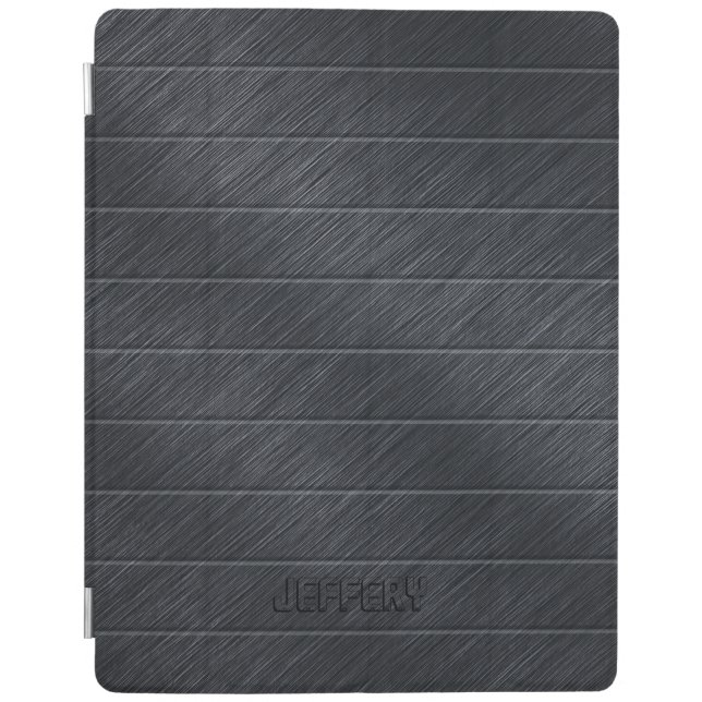 Monogramed Dark Gray Carbon Fiber Metallic Texture iPad Smart Cover (Front)