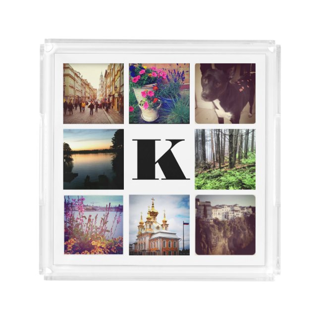 Monogramed Eight Square Photos Acrylic Tray (Front)