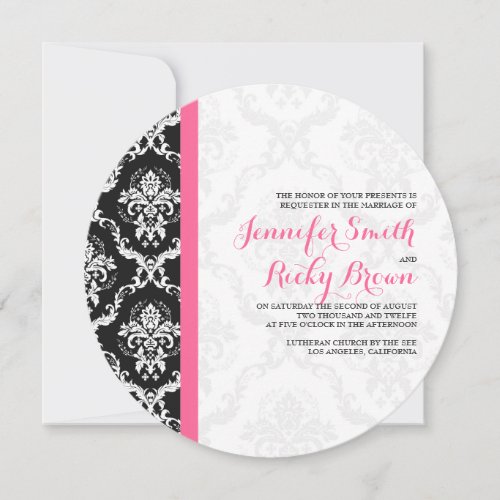 Monogramed Elegant Black  White Wedding  Invitation