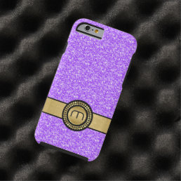 Monogramed Elegant Purple Glitter Gold Accents Tough iPhone 6 Case