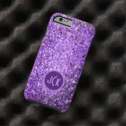 Monogramed Elegant Purple Glitter &amp; Sparkles Tough iPhone 6 Case