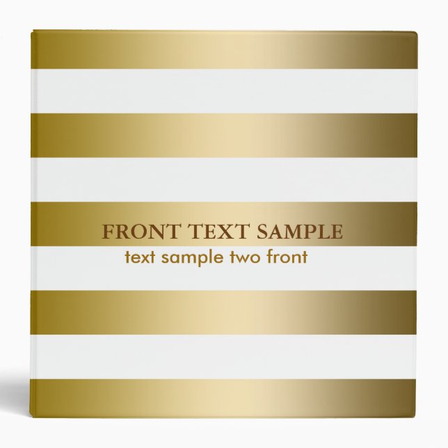 Monogramed Faux Gold Stripes Geometric Pattern Binder (Front)