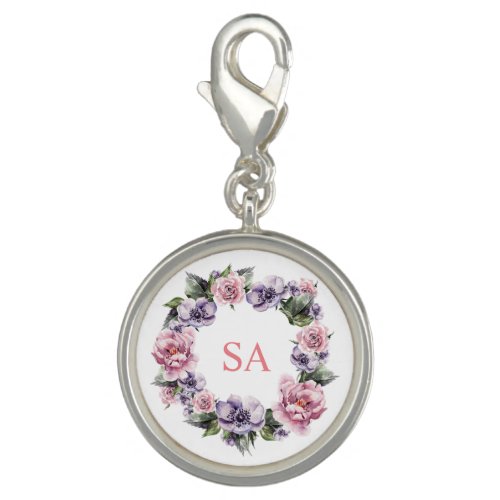Monogramed Garland of Flowers Clasp Charm