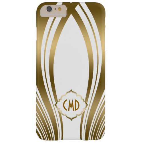 Monogramed Gold And White Wavy Stripes Barely There iPhone 6 Plus Case