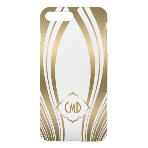 Monogramed Gold And White Wavy Stripes iPhone 8 Plus7 Plus Case
