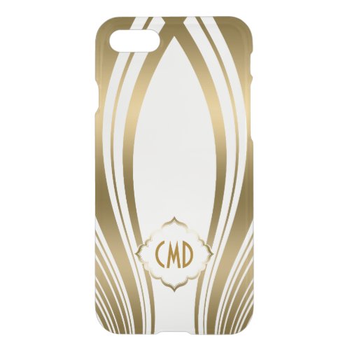 Monogramed Gold And White Wavy Stripes iPhone SE87 Case