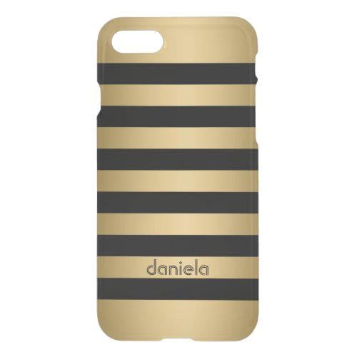 Monogramed Gold  Black Stripes Geometric Pattern iPhone SE87 Case