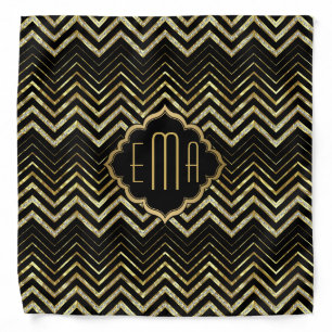 Monogramed Gold Glitter & Zigzag Chevron Bandana