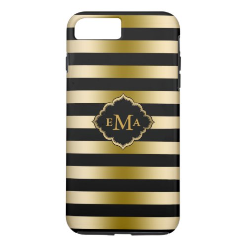 Monogramed Gold Stripes Geometric Pattern iPhone 8 Plus7 Plus Case