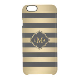 Monogramed Gold Stripes Geometric Pattern Clear iPhone 6/6S Case