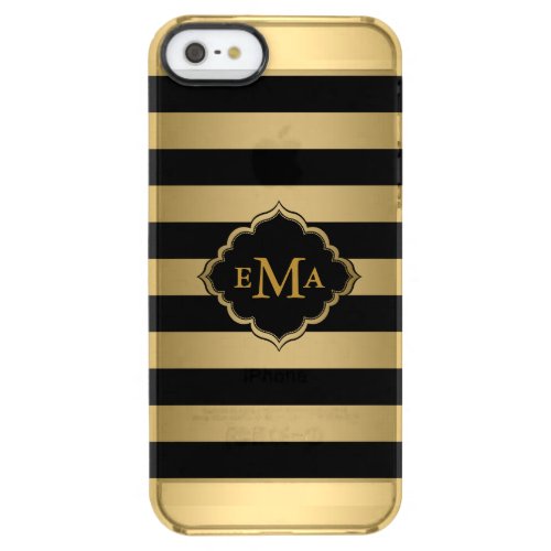 Monogramed Gold Stripes Geometric Pattern Clear iPhone SE55s Case