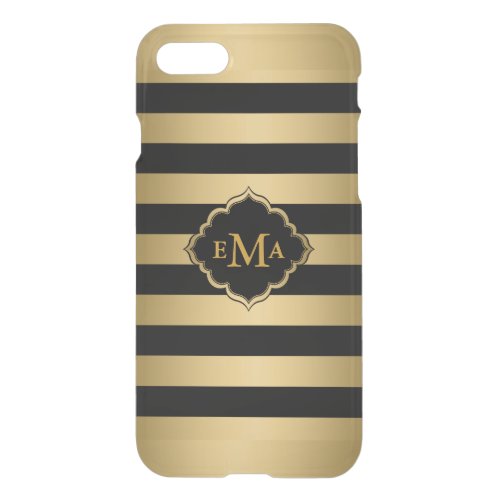Monogramed Gold Stripes Geometric Pattern iPhone SE87 Case