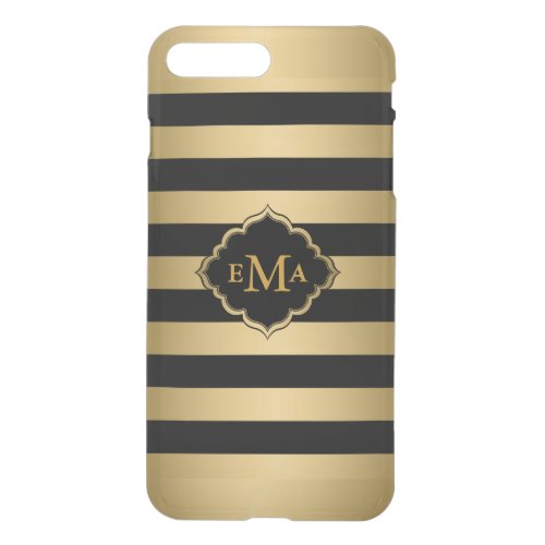 Monogramed Gold Stripes Geometric Pattern iPhone 8 Plus7 Plus Case