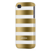 Monogramed Gold Stripes White Background iPhone Case (Back Left)