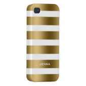 Monogramed Gold Stripes White Background iPhone Case (Back Right)