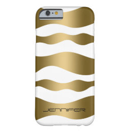 Monogramed Gold Zebra Stripes White Background Barely There iPhone 6 Case