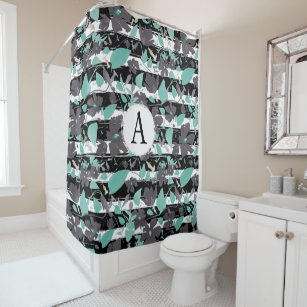 mint blue shower curtain