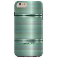 Monogramed Green Metallic Stripes Pattern Tough iPhone 6 Plus Case