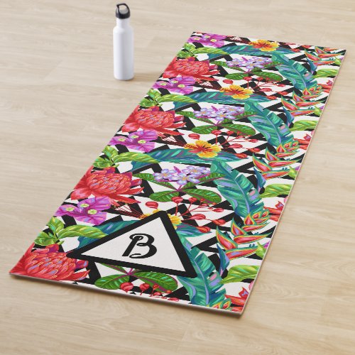 Monogramed Hawaiian Floral  Yoga Mat