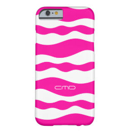 Monogramed Hot Pink Wavy Stripes White Background Barely There iPhone 6 Case