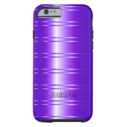 Monogramed Lavender Purple Silver Stripes Tough iPhone 6 Case