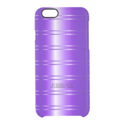 Monogramed Lavender Purple Silver Stripes Clear iPhone 6/6S Case