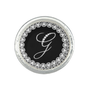 Monogramed Letter G In Sparkling Diamonds Ring