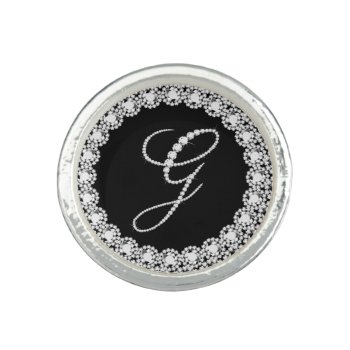 Monogramed Letter G In Sparkling Diamonds Ring by artOnWear at Zazzle