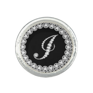 Monogramed Letter I In Sparkling Diamonds Ring