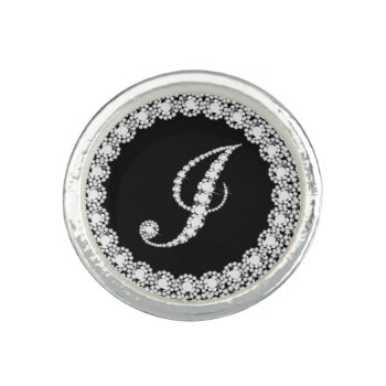 Monogramed Letter I In Sparkling Diamonds Ring by artOnWear at Zazzle